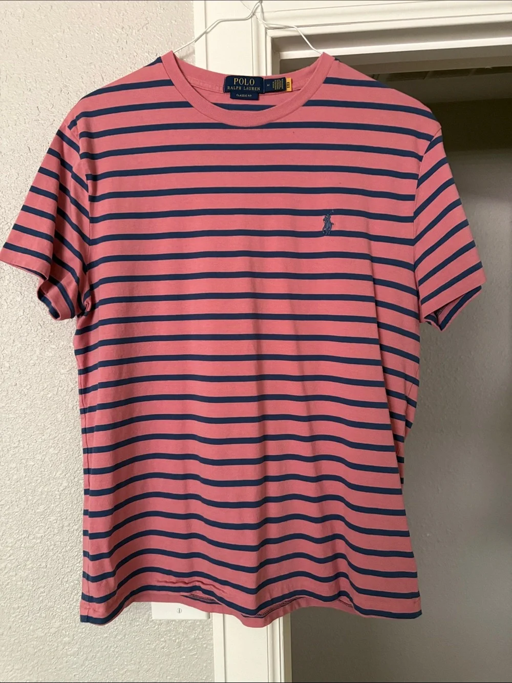 Polo by Ralph Lauren Pink and Navy Horizontal Stripe Tee
